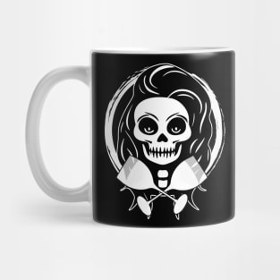 Wine Drinker Female Skull and Wine Glasses White Logo Mug